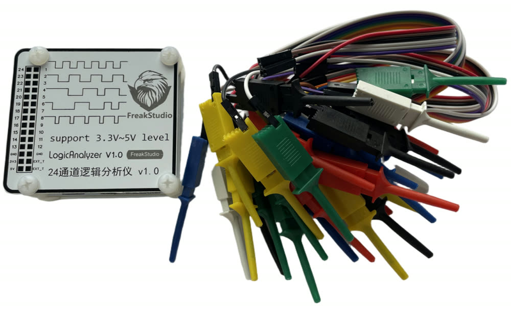 24-channel logic analyzer from the team's manufacturing work